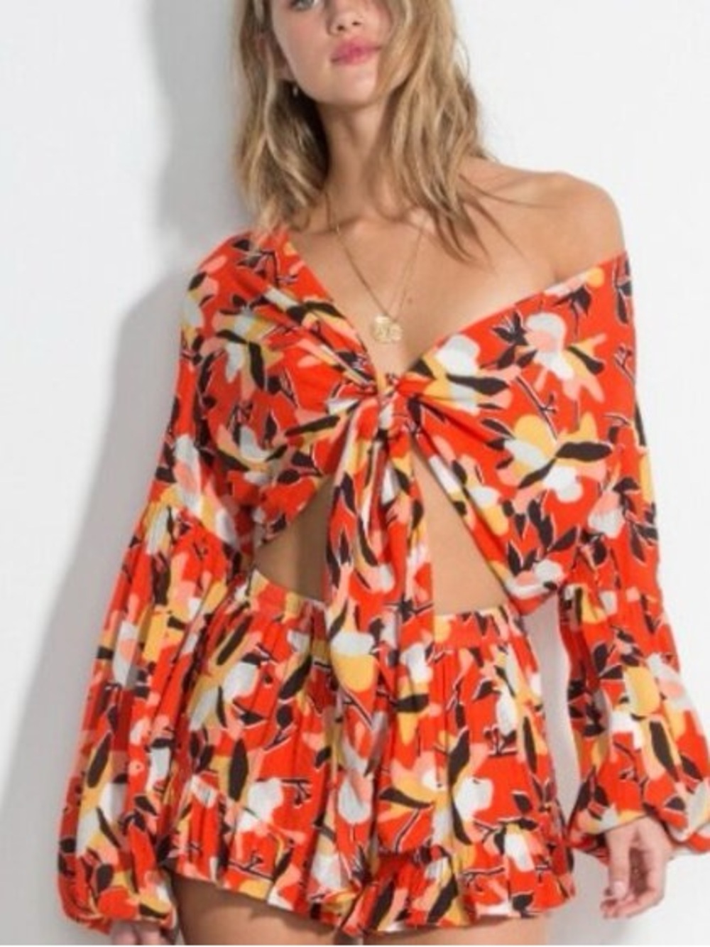 Billabong Breathe Light Blouse - Orange, Yellow & Black - US Medium
